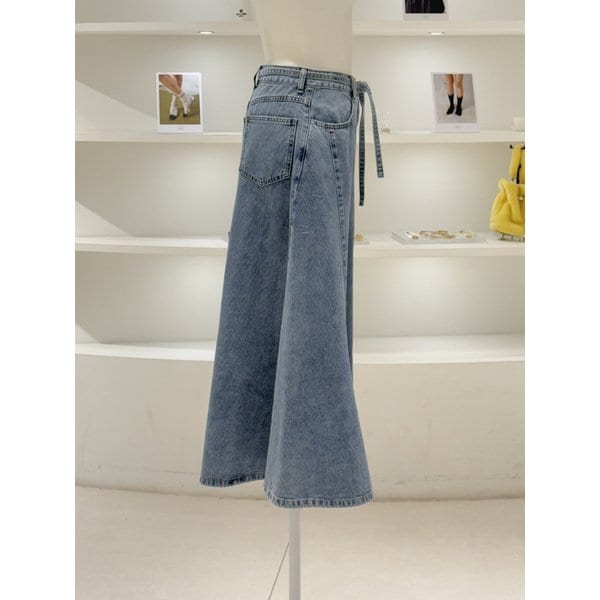 [여주점] 여성 밑단 트임 데님 스커트 (L262PSD431)