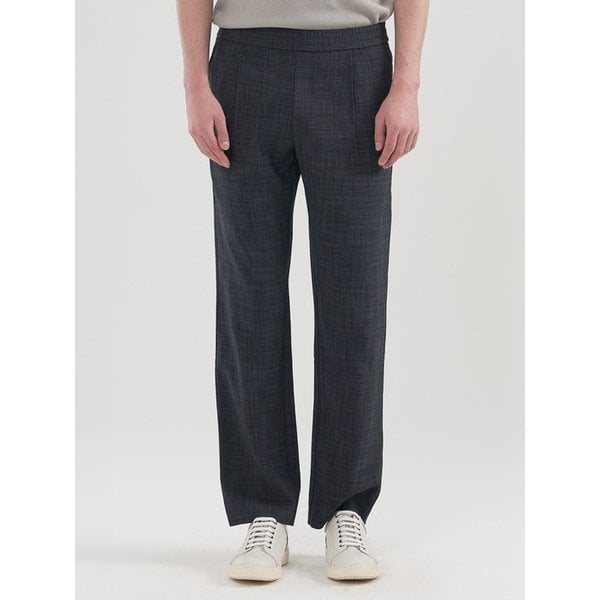 [M~5XL]린넨라이크 테이퍼드 셋업 밴딩 슬랙스_그레이