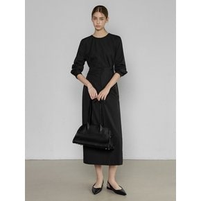 [풀슬리브.ver] DRAPE WAIST LONG DRESS_NFON6548 (블랙)
