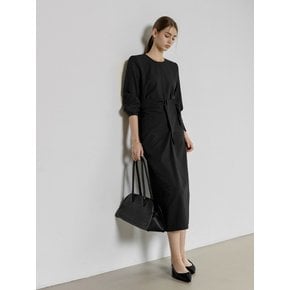 [풀슬리브.ver] DRAPE WAIST LONG DRESS_NFON6548 (블랙)