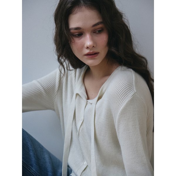 [리퍼브]RIBBON TIE KNIT CARDIGAN_CREAM