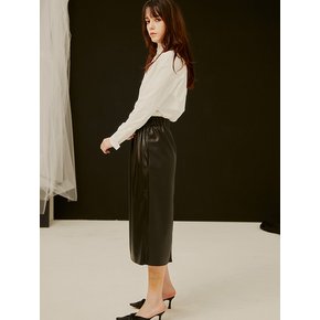 Sporty Leather Midi Skirt_Black