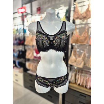 비너스 [시흥점] S 비너스) 오르화 풀커버리지 홑겹 브라,햄팬티 세트 OBR7860+OPT7860H-BK