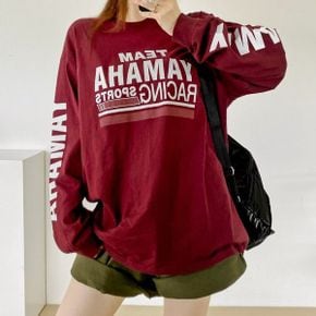 팀레이싱레터링 라운드박스 긴팔롱티셔츠 가을데일리 루즈핏나염 빅사이즈 면캐주얼_P435172537