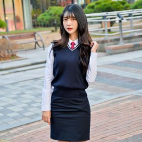 교복몰 보풀방지 네이비 화이트라인 교복조끼 여자 _P343232015