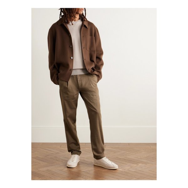 미스터 피 제임스 플리츠 테이퍼드 코튼 트윌 팬츠 46376663162904188