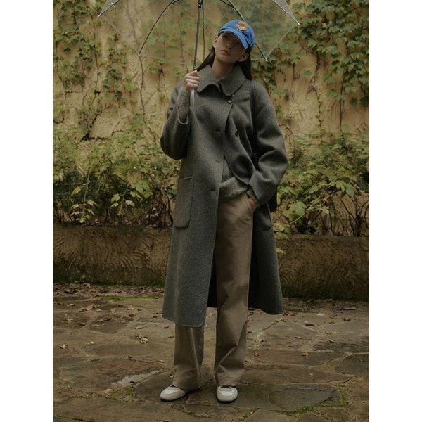 WIDE COLLAR CASHMERE LONG HAND COAT_GRAY