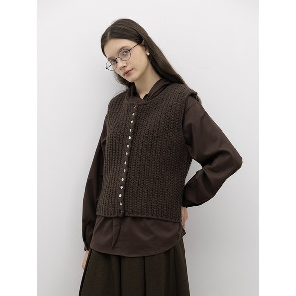WD_Grid knit vest_BROWN