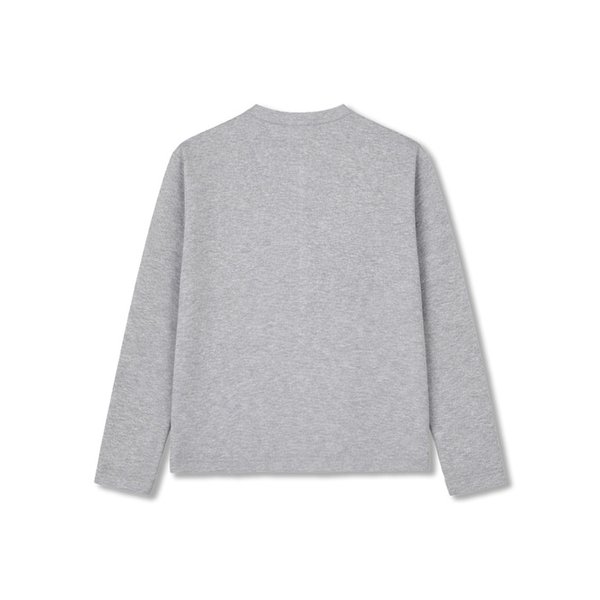 워셔블 세미 크롭 핸리넥 롱슬리브 - Gray