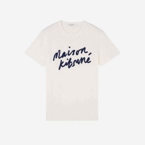 메종 키츠네 핸드라이팅 클래식 티셔츠 라떼 Maison Kitsune Handwriting Classic T-Shirt Latte