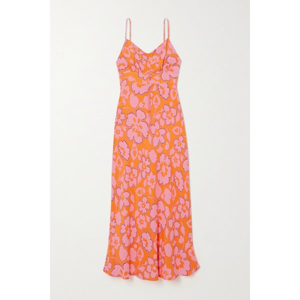 페이스풀 셰이나 루시드 플로럴 프린트 크레이프 드 신 미디 드레스 핑크 38063312420568573