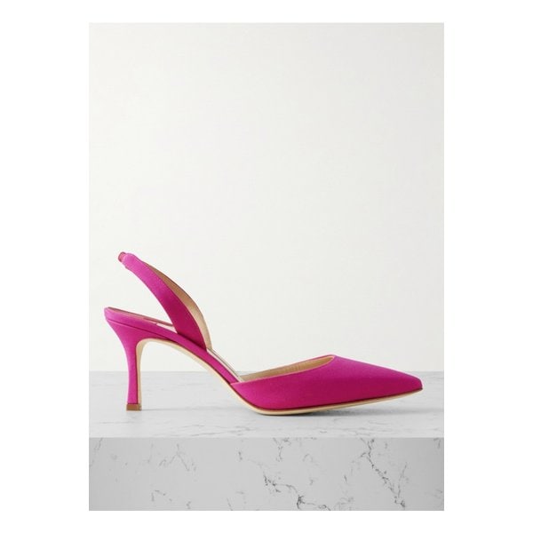 캐롤라인 실크 크레이프 드 신 슬링백 펌프스 70mm 푸시아 1647597360419888