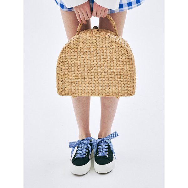 GINGHAM CHECK RIBBON SHOELACE_BLUE