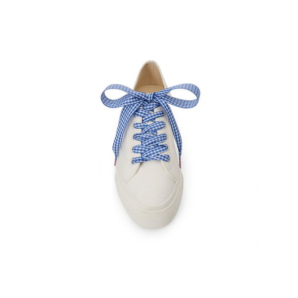 GINGHAM CHECK RIBBON SHOELACE_BLUE