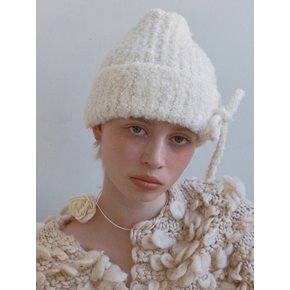 RIBBON BEANIE / MOHAIR BOUCLE / IV