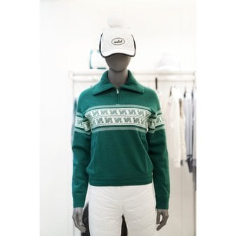 볼빅 [여주점] 골프웨어 여성 골프 자가드 블럭킹 카라에리 방풍 니트 TOA01