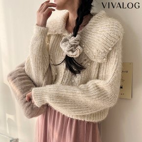 빈 펄사진주 빅카라 니트 가디건_P334012993