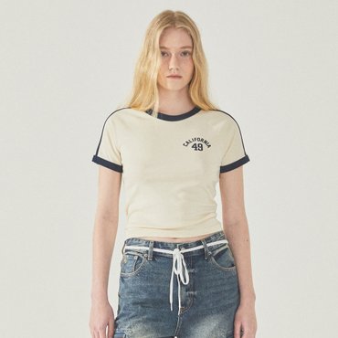 후아유 Track Number Ringer T-shirt WHRPF3722F
