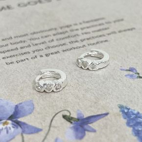 MINI TRIPLE HEART CUBIC SILVER 925 Ring earring 미니트리플 하트큐빅 실버 .._P394137027