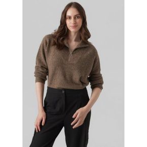 3742359 Vero Moda PLAZA LS ZIPPER GA BOO - Jumper brown lentil melange