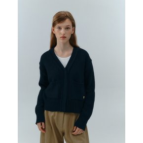 Snap Extra Wool Cardigan (Navy)