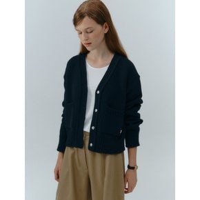 Snap Extra Wool Cardigan (Navy)