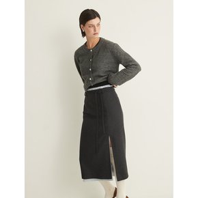 BELTED MIDI SKIRT - GRAY