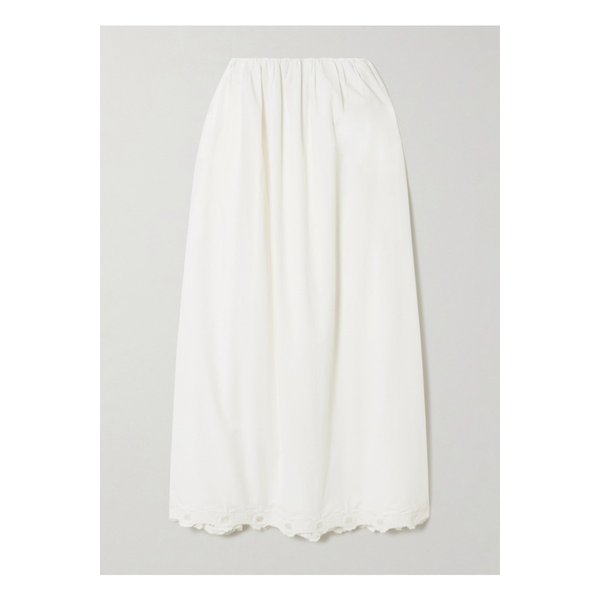 포세 앙투아네트 스캘럽 자수 코튼 보일 미디 스커트 화이트 1647597359660897