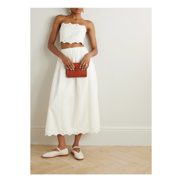 포세 앙투아네트 스캘럽 자수 코튼 보일 미디 스커트 화이트 1647597359660897