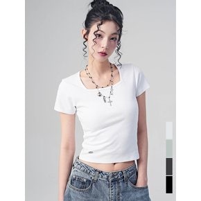 레인 매트 스퀘어 넥 티셔츠_4Colors