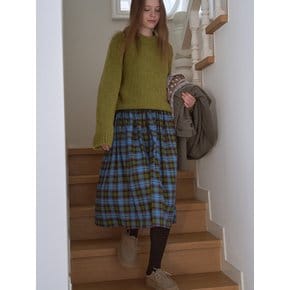 Tartan check shirring pleated_green