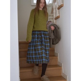 바니쉬먼트 Tartan check shirring pleated_green