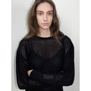 LOGOS CROCHET SWEATER (BLACK)