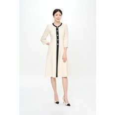 배색 라인 플레어 원피스 MZBGWO3950