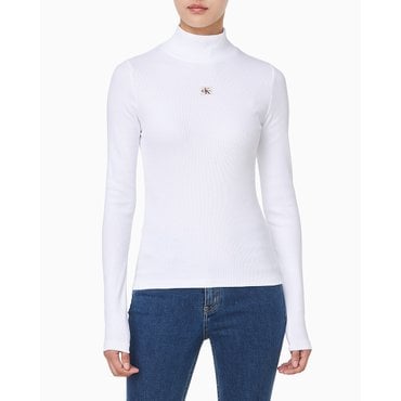Calvin Klein Jeans 여성 L/S 우븐 라벨 터틀넥 티셔츠(47D203G)