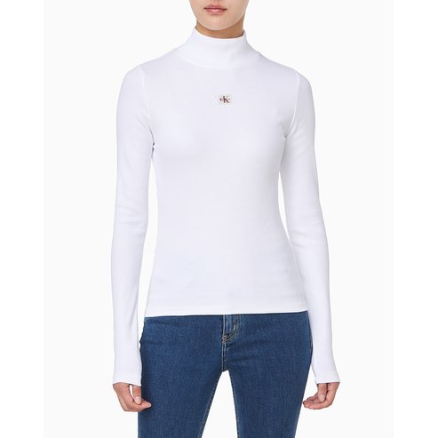 Calvin Klein Jeans 여성 L/S 우븐 라벨 터틀넥 티셔츠(47D203G)