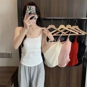 나시 셔링 민소매 여성 탑 캡 907 끈 여름 티 끈조절 여자 기본