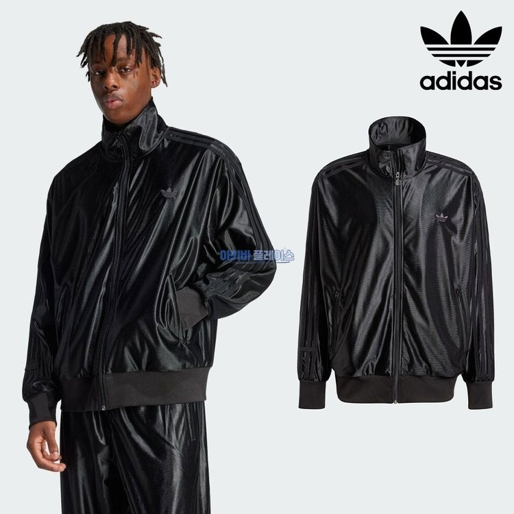 adidas◇Q3 オーバーサイズ トラックトップ/XXL/ポリエステル/BLK/無地