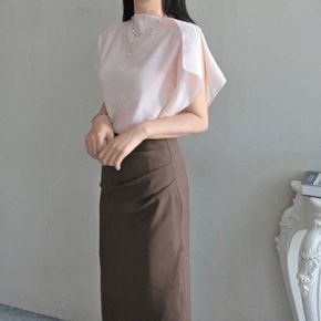 숄더 버튼 트임 케이프 오피스 여름 블라우스 3Color _P428984761