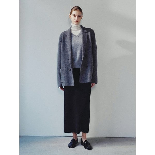 데온 메리노울 더블 니트 자켓 그레이