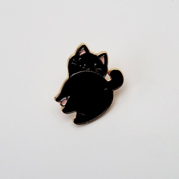 귀여운 미니 고양이 뱃지 화이트 가방장식 브로치 (WFH90IT)