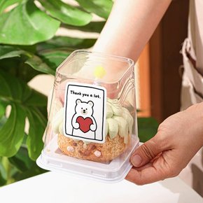 감사해요 하트베어 땡큐 데코 선물 포장 사각 스티커 100P
