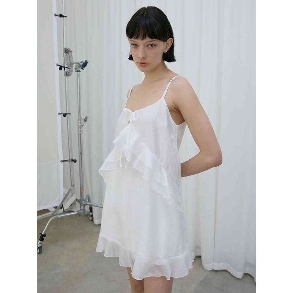 line frill mini-dress - WH