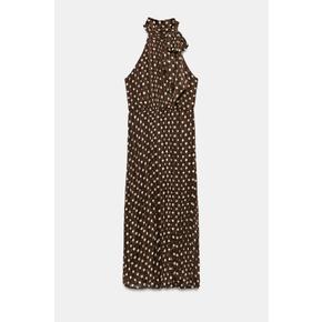 폴카도트 홀터넥 미디 원피스 / 4387/108/087 BROWN / ECRU
