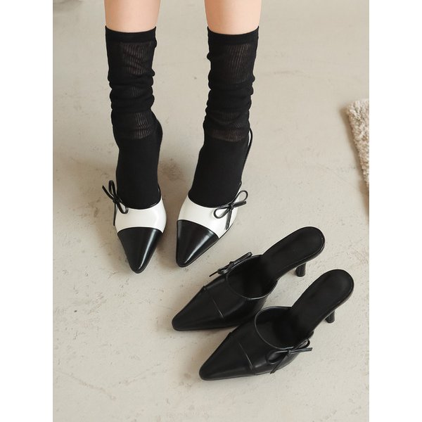 [리퍼브]rfb580 Stiletto Ribbon Mules - 2 Colors