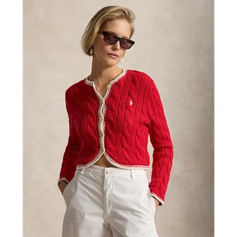 폴로 랄프 로렌 여성 케이블 니트 크롭 카디건(WMPOSWENDW20586600)