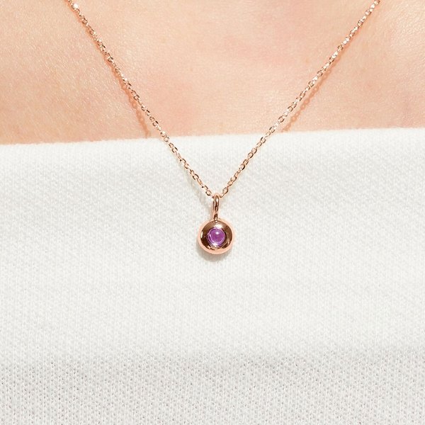 14K 탄생석 목걸이 펜던트 2월 자수정 큐빅