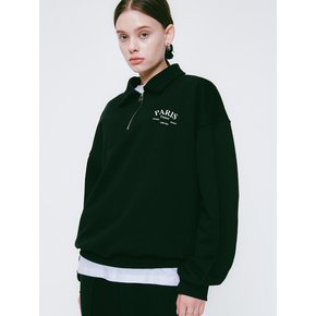 PARIS Half Zip Up Sweatshirt Black