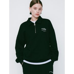 PARIS Half Zip Up Sweatshirt Black