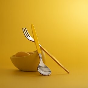 리아 컬러 티스푼포크 세트 4p 옐로우